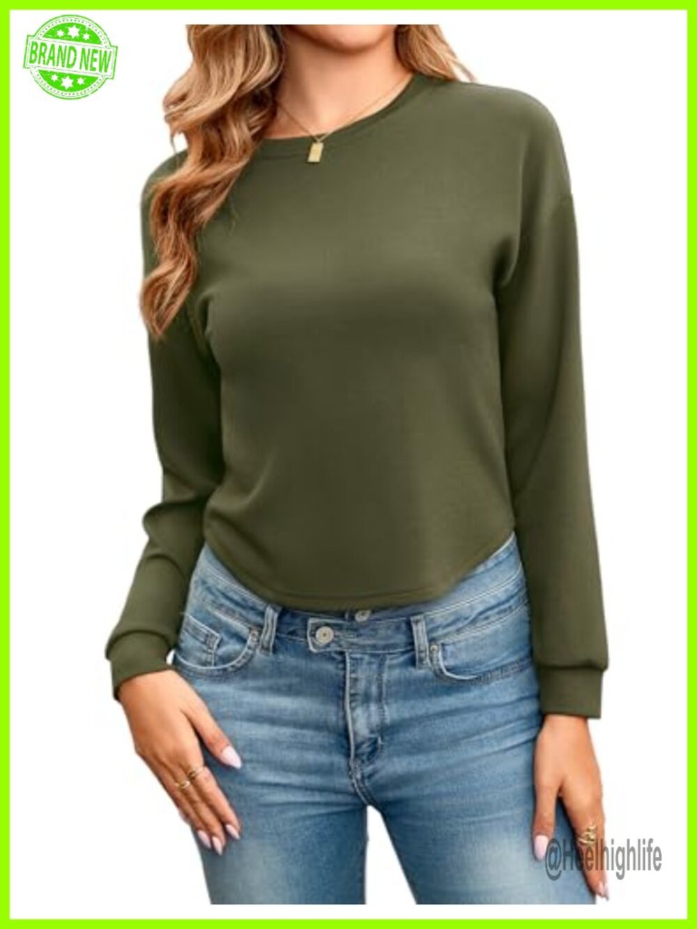 Long Sleeve Crop Top Crewneck Boxy Cropped Sweatshirt Casual Athletic Tee